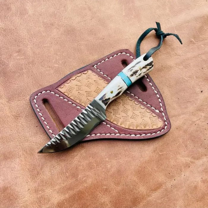 Handmade Damascus Full Tang Razor Sharp Skinning Knife Hand Forged Outdoor Camping Hunting Knife