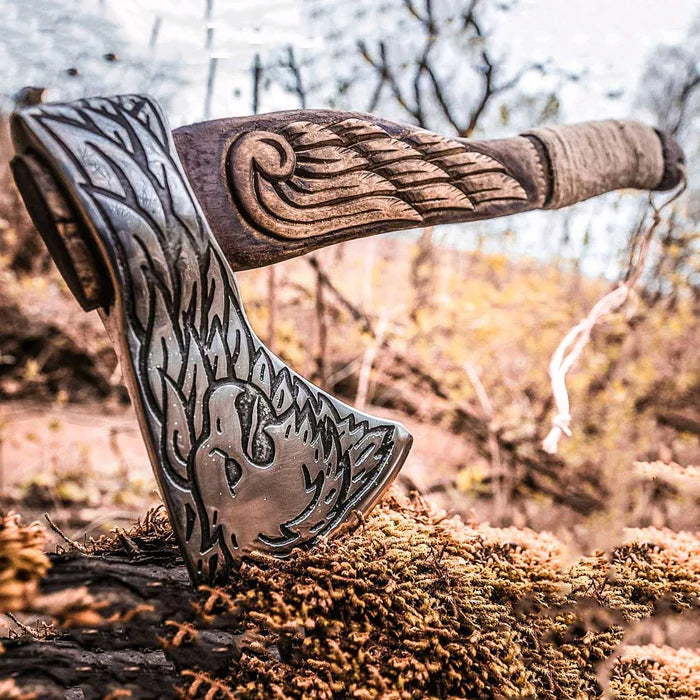 Handcrafted Viking Eagle Etched Axe For Birthday Gift