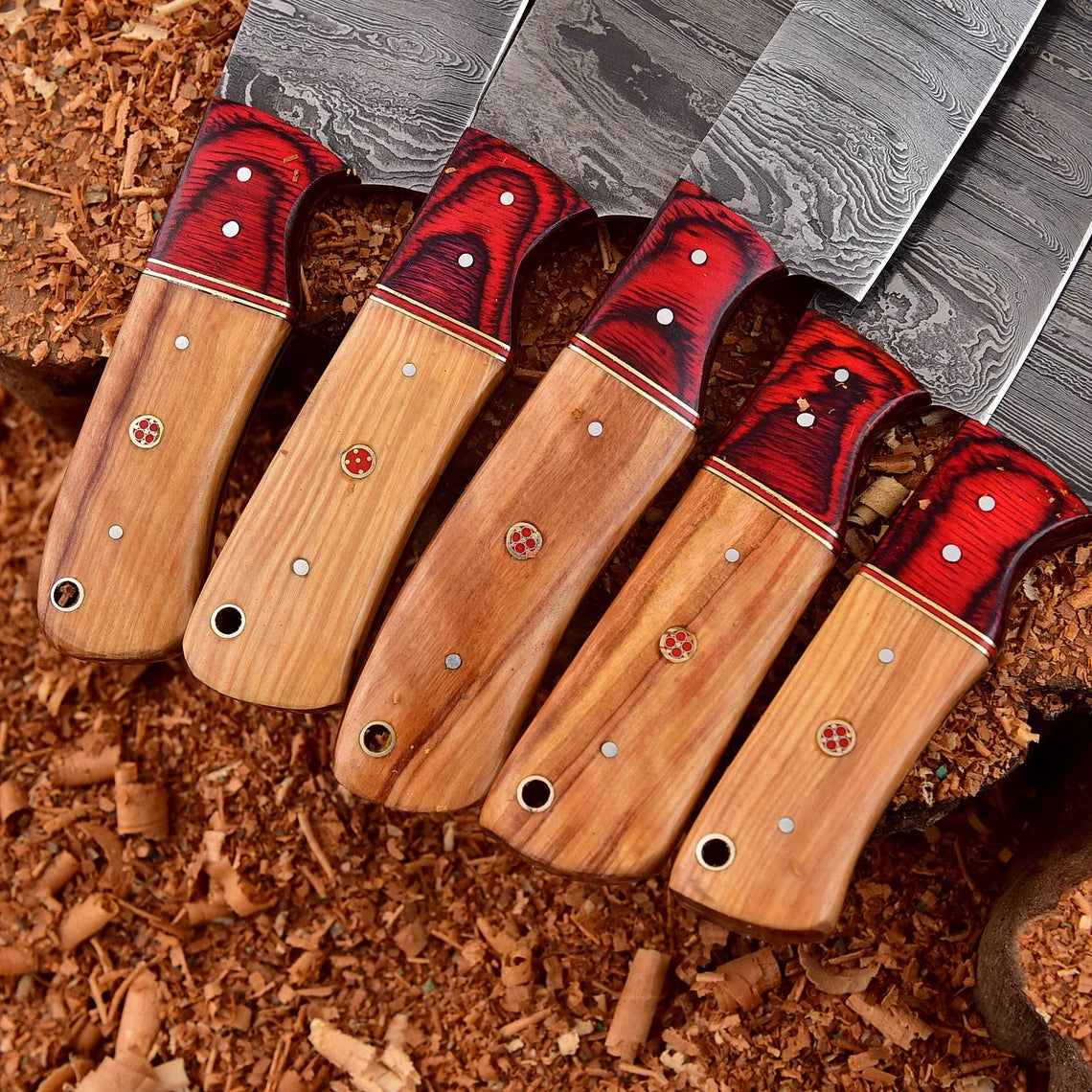 Handmade Damascus Steel 5 pcs Chef Set Father's Day Special Sale