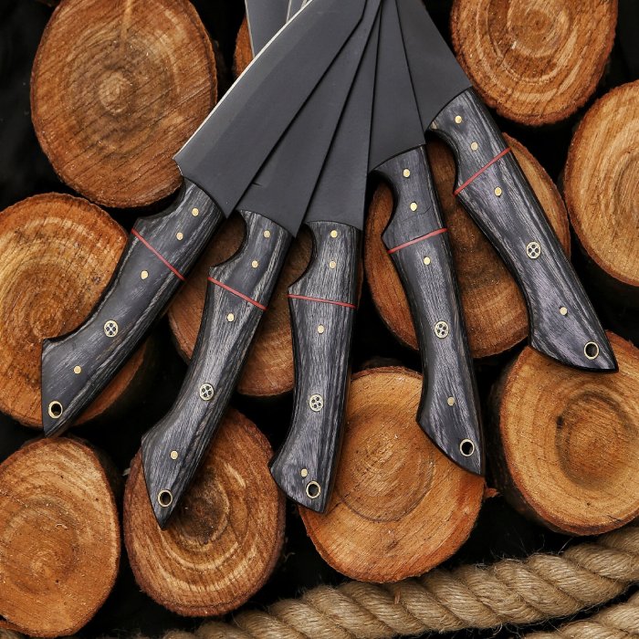 Kitchen Knife Set/Chef Knife Set Handmade Carbon Steel Knives Comes With Leather Roll Bag Personalized Wedding Gift