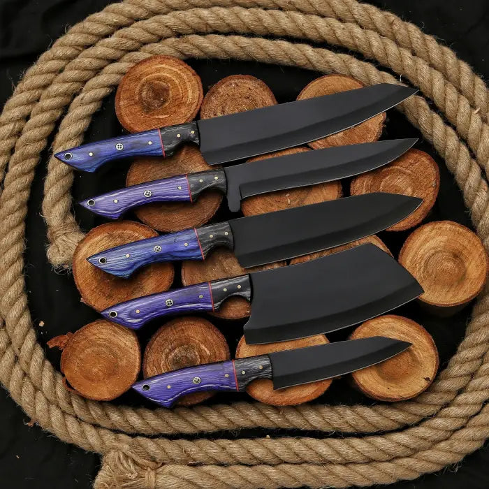 Hand Forged 5 pcs Steel Chef Set, Handmade Kitchen knife, Chef knives, Kitchen knives