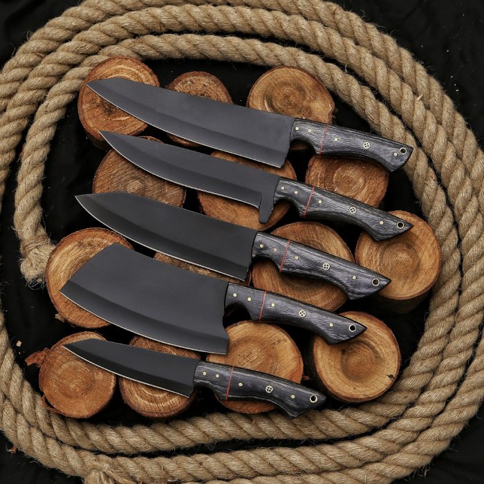 Kitchen Knife Set/Chef Knife Set Handmade Carbon Steel Knives Comes With Leather Roll Bag Personalized Wedding Gift