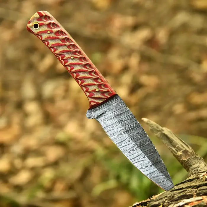 Handmade Fixed Blade Skinning Knife - Wooden Handled Engraved & Personalized Gift for Him