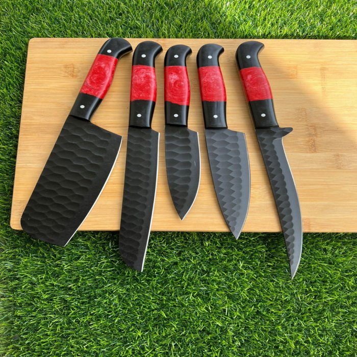 Hand Forged High Carbon Steel Chef Knife Set -5 piece Kitchen Set