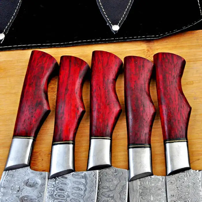 Hand Forged Damascus Chef Set, Handmade Kitchen knife, Cooking knife, Kitchen knives, Anniversary & Birthday gift