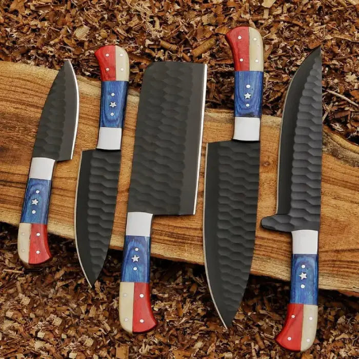 Hand Forged 5 pcs Steel Chef Set, Handmade Kitchen knife, Chef knives, Kitchen knives