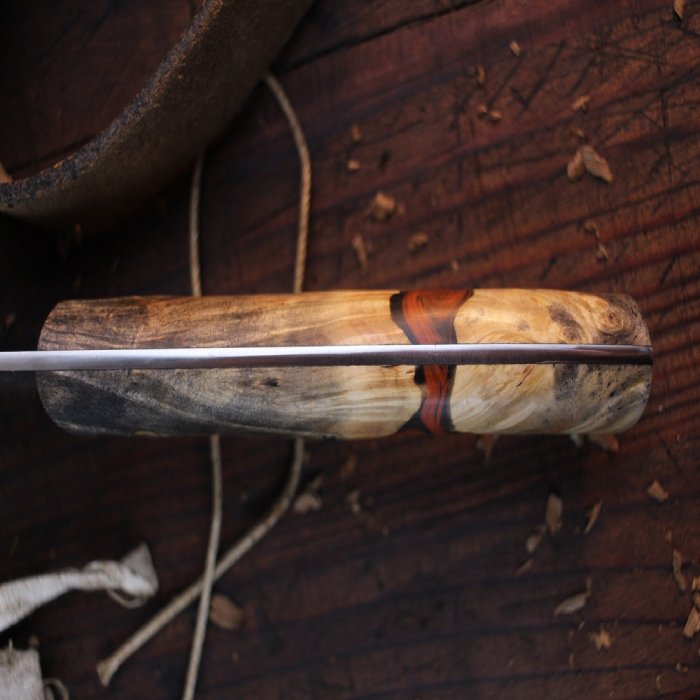 Handcrafted Sharp 4" Pairing Knife / Buckeye Burl & Orange Epoxy