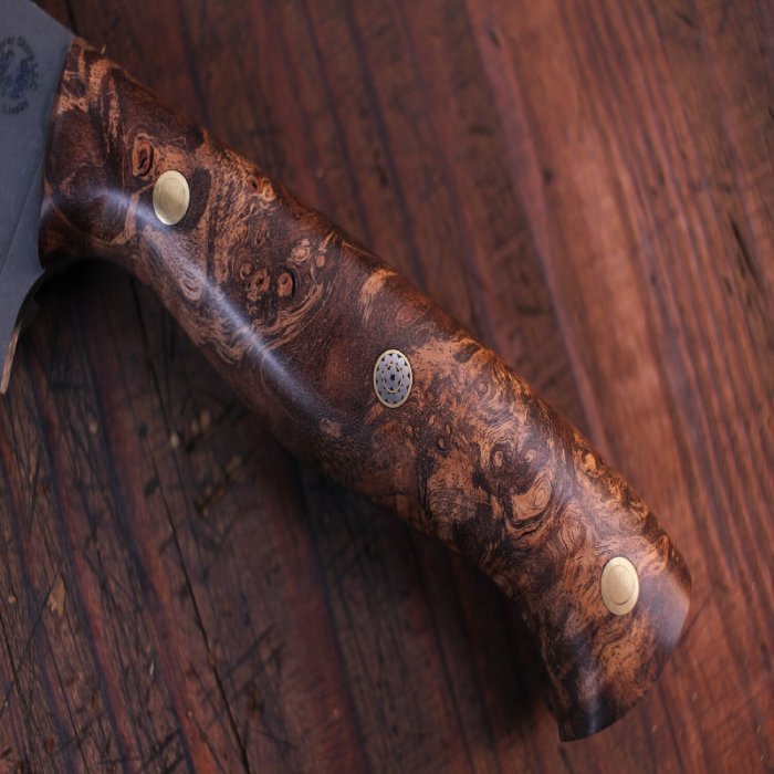 Hand Forged Sharp 8" Chef Knife / Dyed Maple Burl