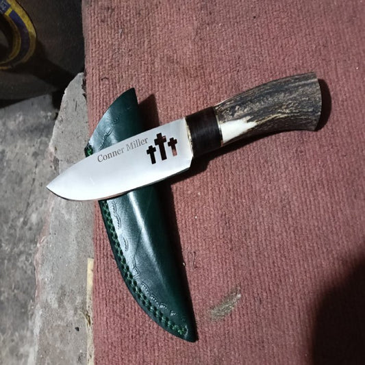 Hand Forged D2 Steel HUNTING Knife with STAG Horn Handle, Antler Deer KNIFE for Camping, Bushcraft, Best Gift for Men, Father Day Gifts