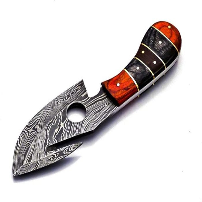 Hand Forged Damascus Gut Hook Skinning Knife Hunting Knife Outdoor