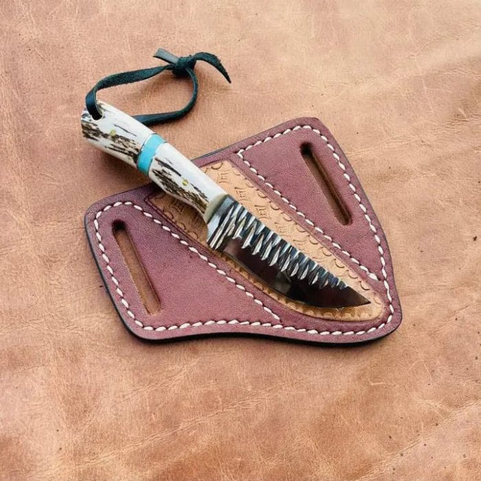 Handmade Damascus Full Tang Razor Sharp Skinning Knife Hand Forged Outdoor Camping Hunting Knife