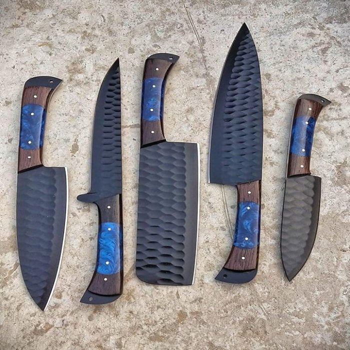 Christmas Present Handcrafted Vintage 5 knives Chef Knife Set With Leather Bag