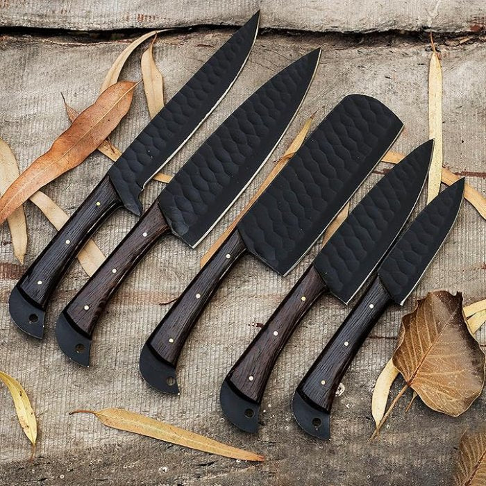 Christmas Present Handcrafted Vintage 5 knives Chef Knife Set With Leather Bag