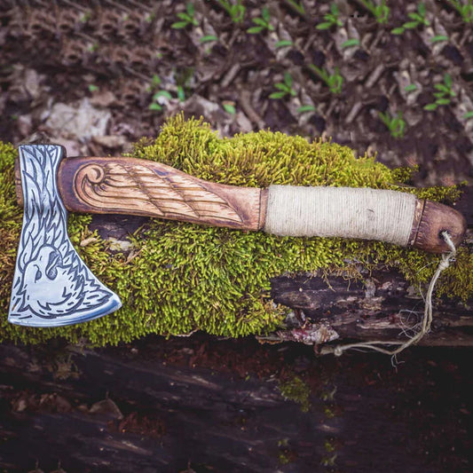 Handcrafted Viking Eagle Etched Axe For Birthday Gift