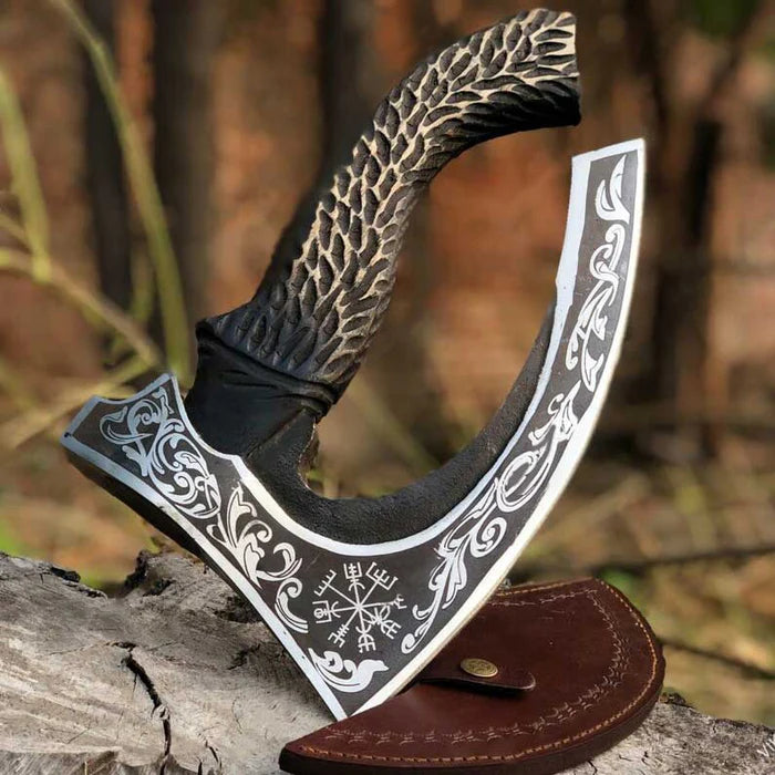 Hand forged Viking Pizza Axe Pizza Cutter Birthday Gift