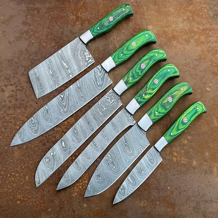 Hand Forged Damascus Chef Set, Handmade Kitchen knife, Cooking knife, Kitchen knives, Anniversary & Birthday gift
