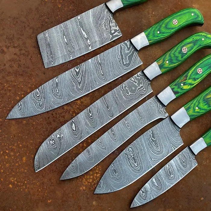 Hand Forged Damascus Chef Set, Handmade Kitchen knife, Cooking knife, Kitchen knives, Anniversary & Birthday gift