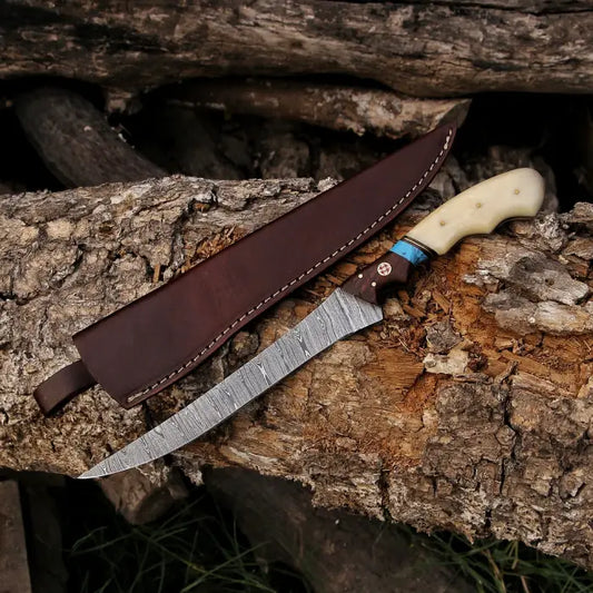 Damascus steel Fillet Fishing Knife, Handmade Damascus Fillet knife, kitchen knife , bbq Knife , steak knife , chef knife , gifts for him