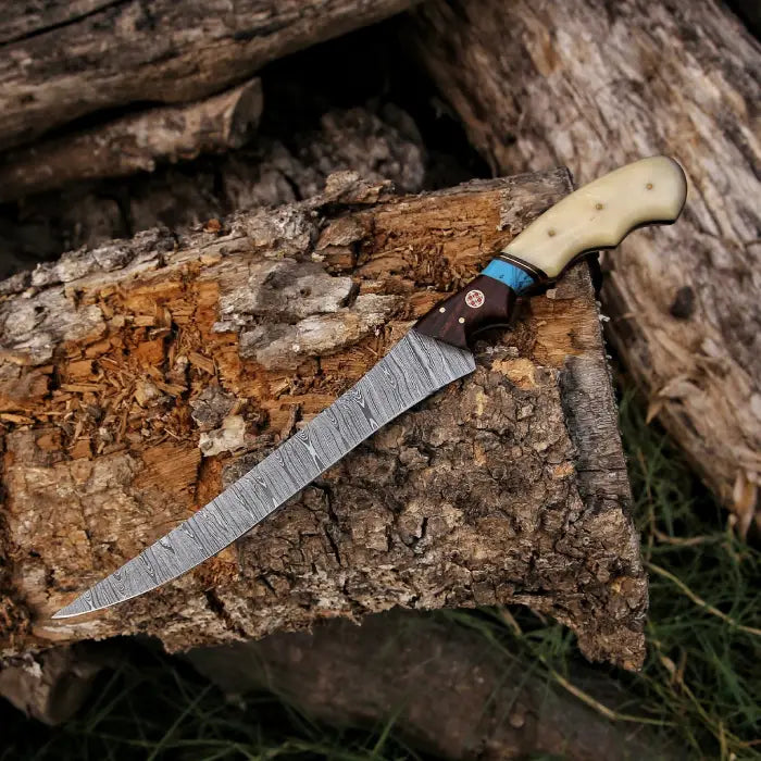 Damascus steel Fillet Fishing Knife, Handmade Damascus Fillet knife, kitchen knife , bbq Knife , steak knife , chef knife , gifts for him