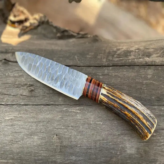 Hand Forged Carbon Steel HUNTING Knife with STAG Horn Handle, Antler Deer KNIFE for Camping, Bushcraft, Best Gift for Men, Father Day Gifts