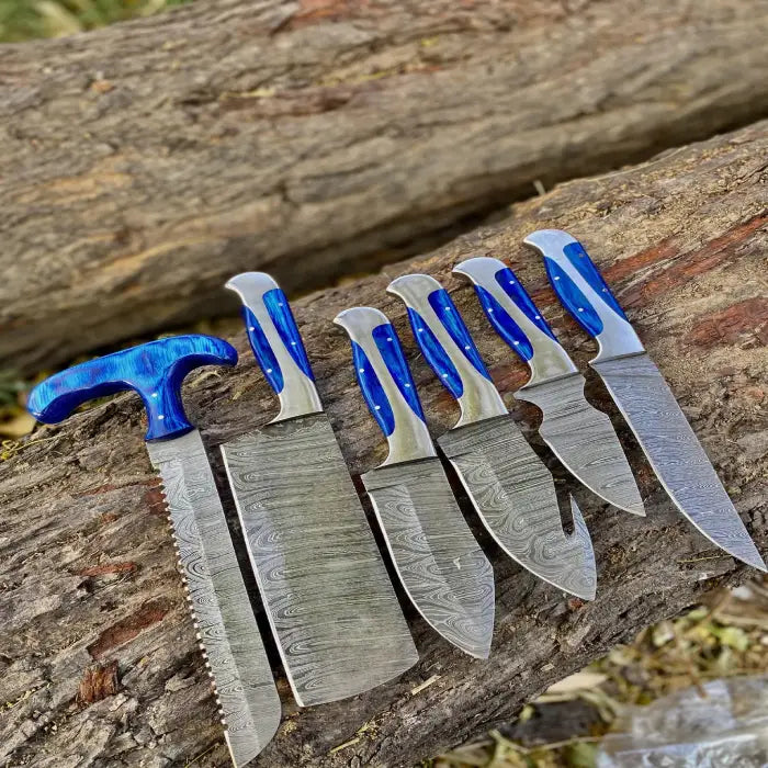 Handmade Damascus Kitchen Chef Knife Set, 6 Piece Chef Knife Set Best For birthday Gift Best For Christmas Gift