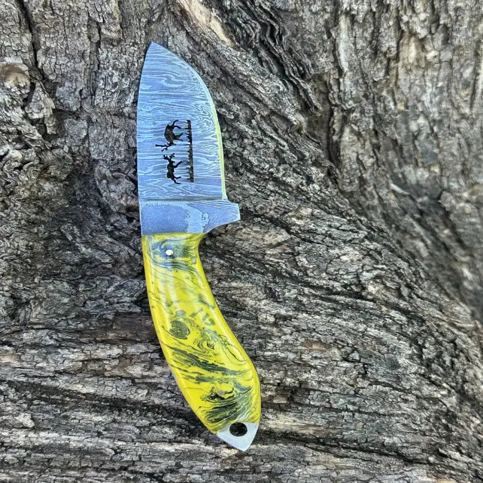 Handmade Damascus Steel |Skinner Knife| with Resin Swirl Handle|Full Tang Outdoor Blade