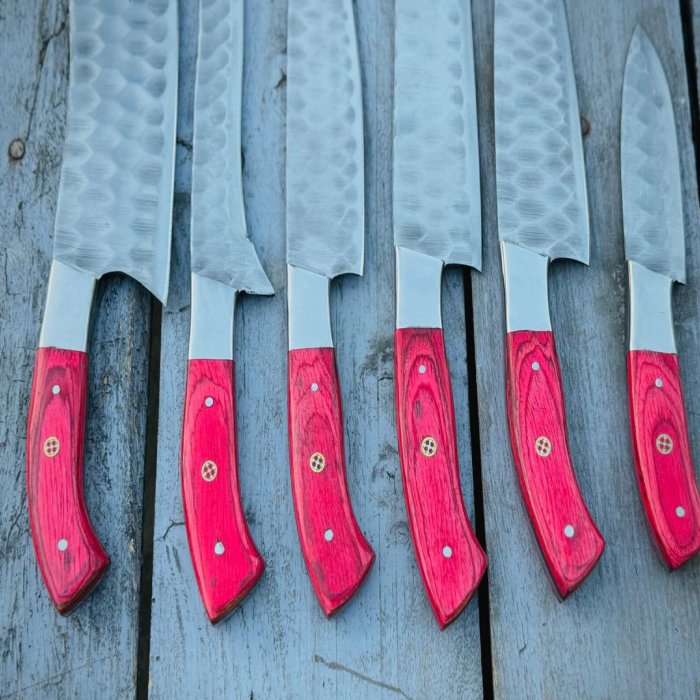 Hand Forged Damascus Chef Set, Handmade Kitchen knife, Cooking knife, Kitchen knives