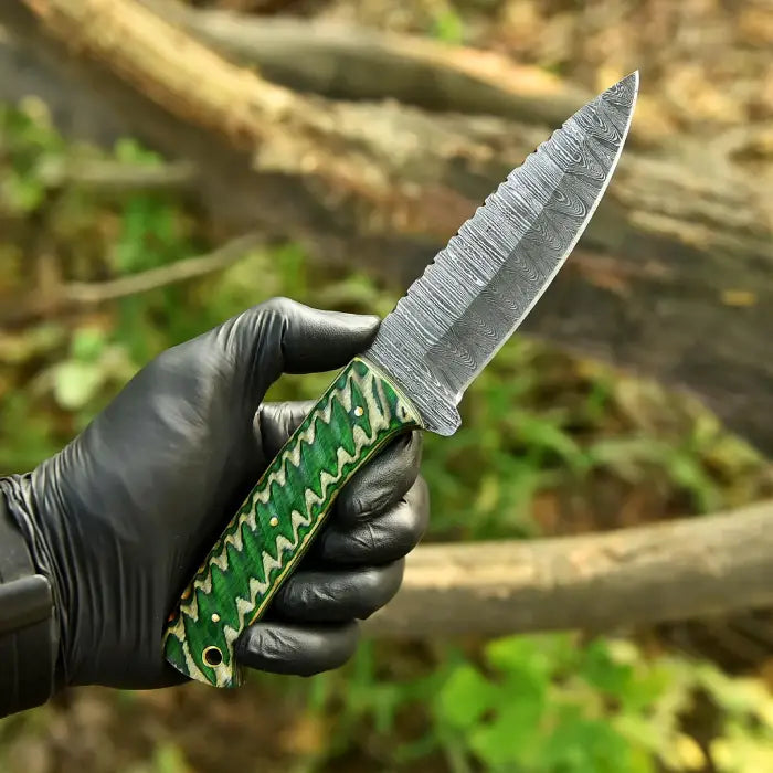 Handmade Fixed Blade Skinning Knife - Wooden Handled  Engraved & Personalized Gift for Him