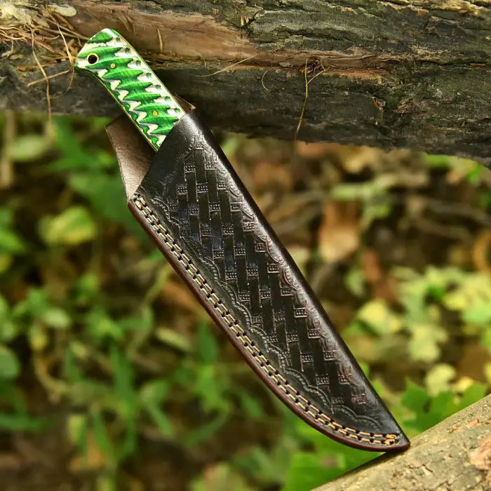 Handmade Fixed Blade Skinning Knife - Wooden Handled  Engraved & Personalized Gift for Him