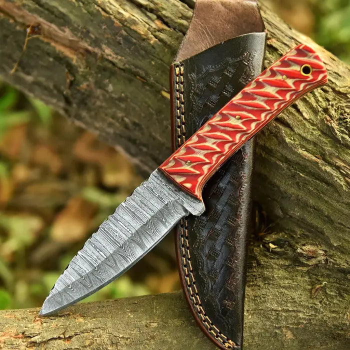 Handmade Fixed Blade Skinning Knife - Wooden Handled Engraved & Personalized Gift for Him