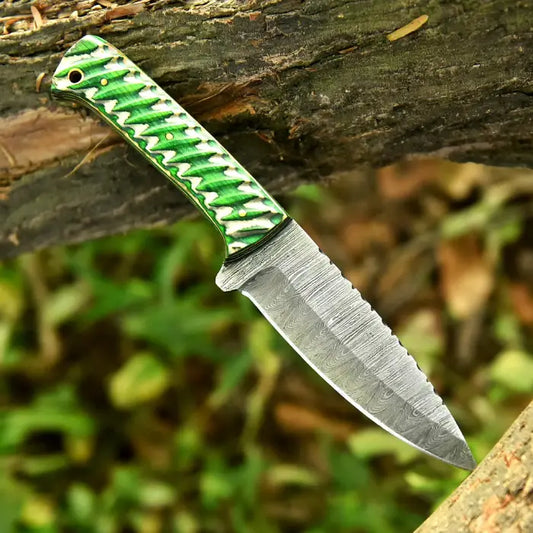 Handmade Fixed Blade Skinning Knife - Wooden Handled  Engraved & Personalized Gift for Him
