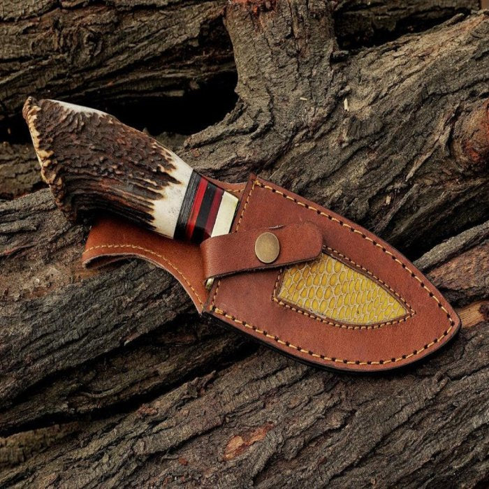 Handcrafted Vintage Buckhorn Knife With Leather Case