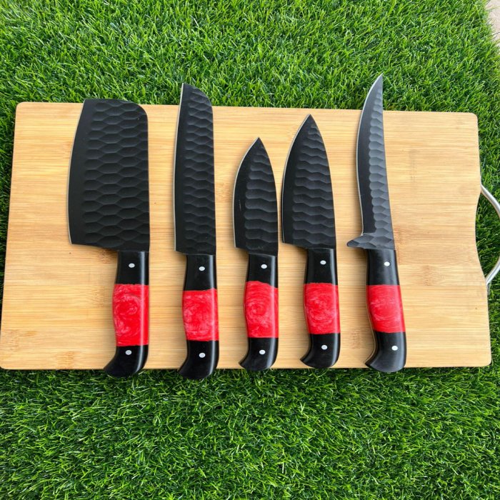 Hand Forged High Carbon Steel  Chef Knife Set -5 piece Kitchen Set