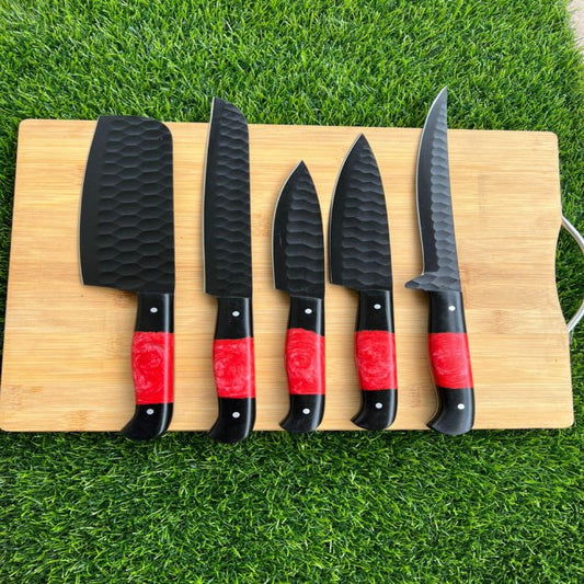Hand Forged High Carbon Steel  Chef Knife Set -5 piece Kitchen Set