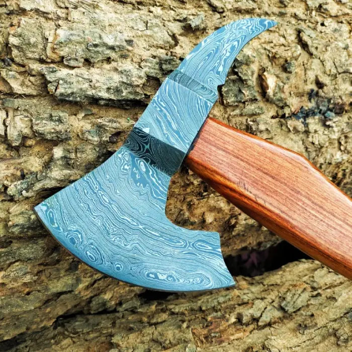 Handmade Damascus Steel Tomahawk with Leather Sheath Birthday Gift