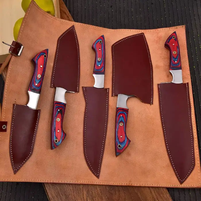 Ladies Kitchen Knife Steel Chef Knife Kitchen Knife Set with Leather Bag