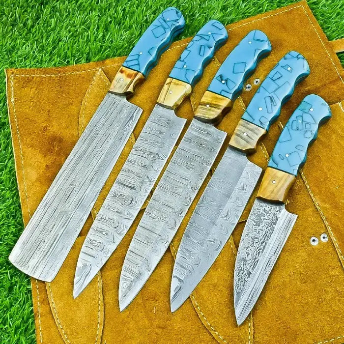 Handcrafted Kitchen Knife Set Birthday Special With Leather Sheath