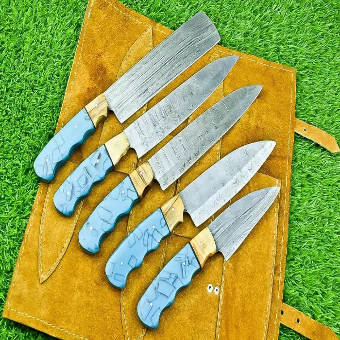 Handcrafted Kitchen Knife Set Birthday Special With Leather Sheath