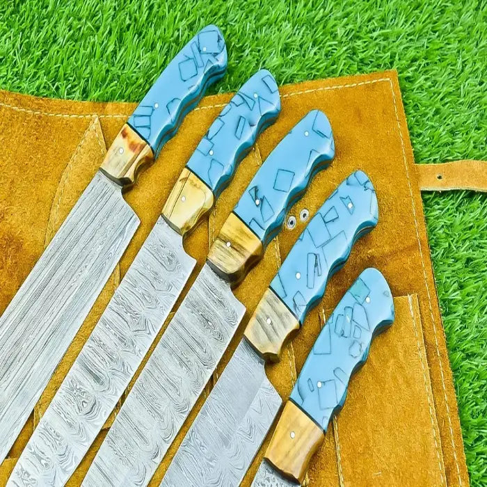 Handcrafted Kitchen Knife Set Birthday Special With Leather Sheath